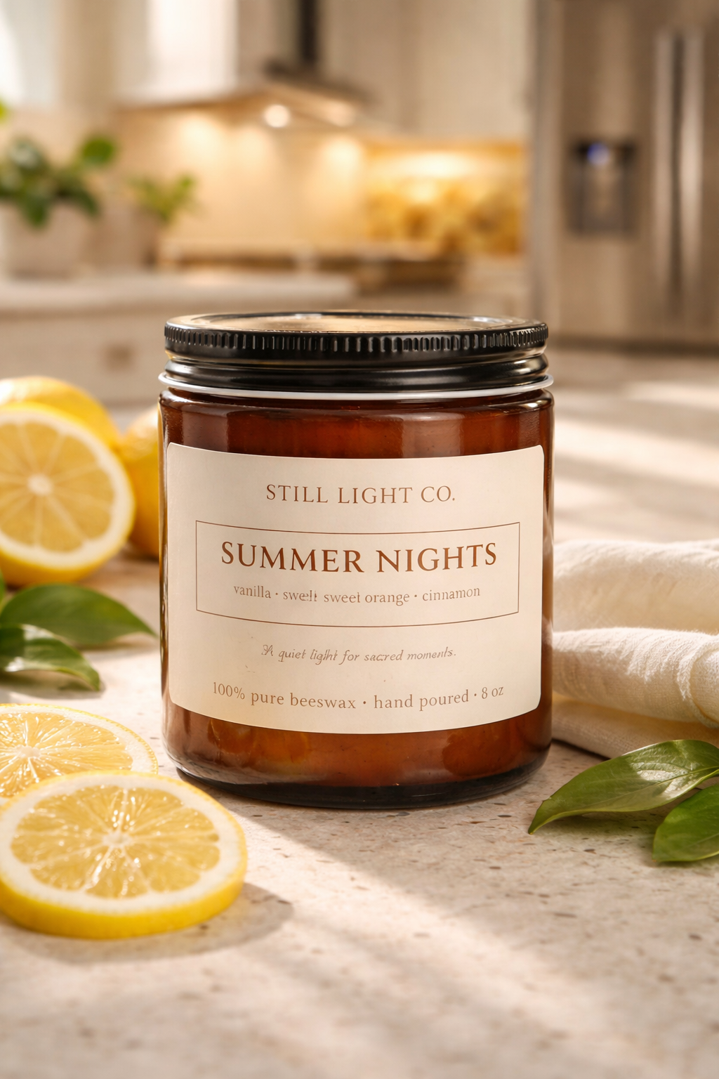 Summer Nights Beeswax Candle