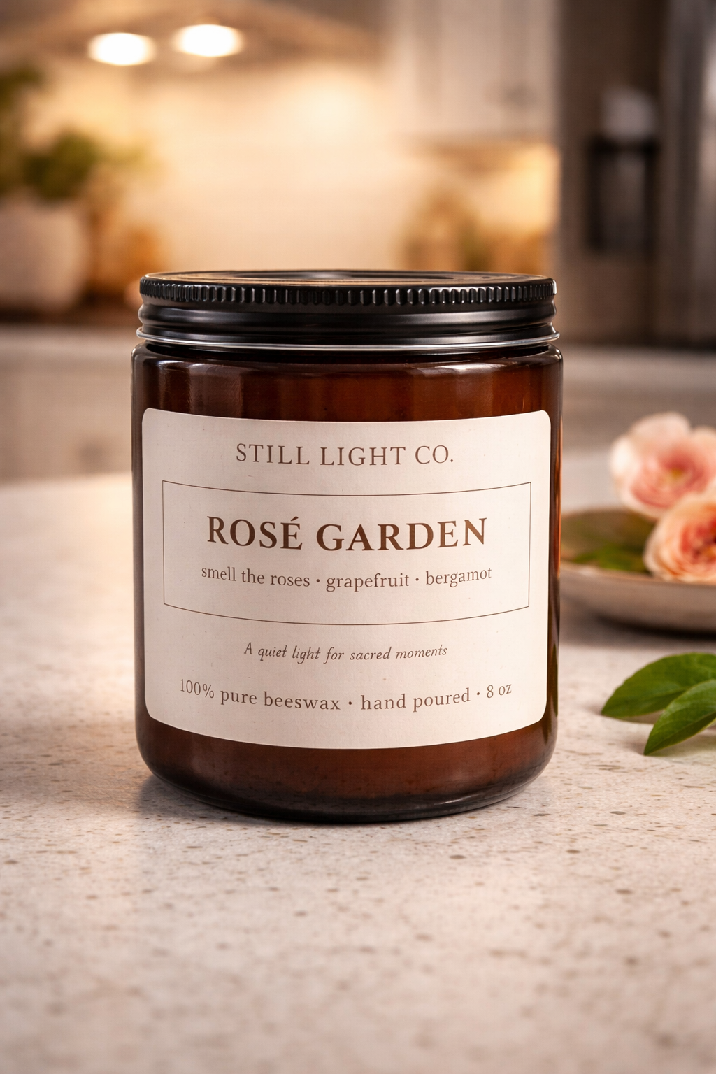 Rosé Garden Beeswax Candle