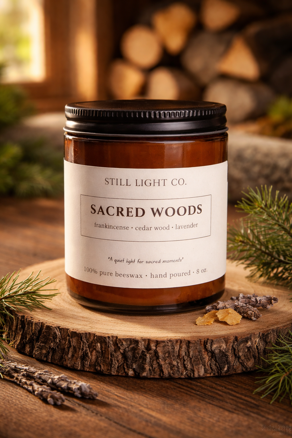 Sacred Woods Beeswax Candle