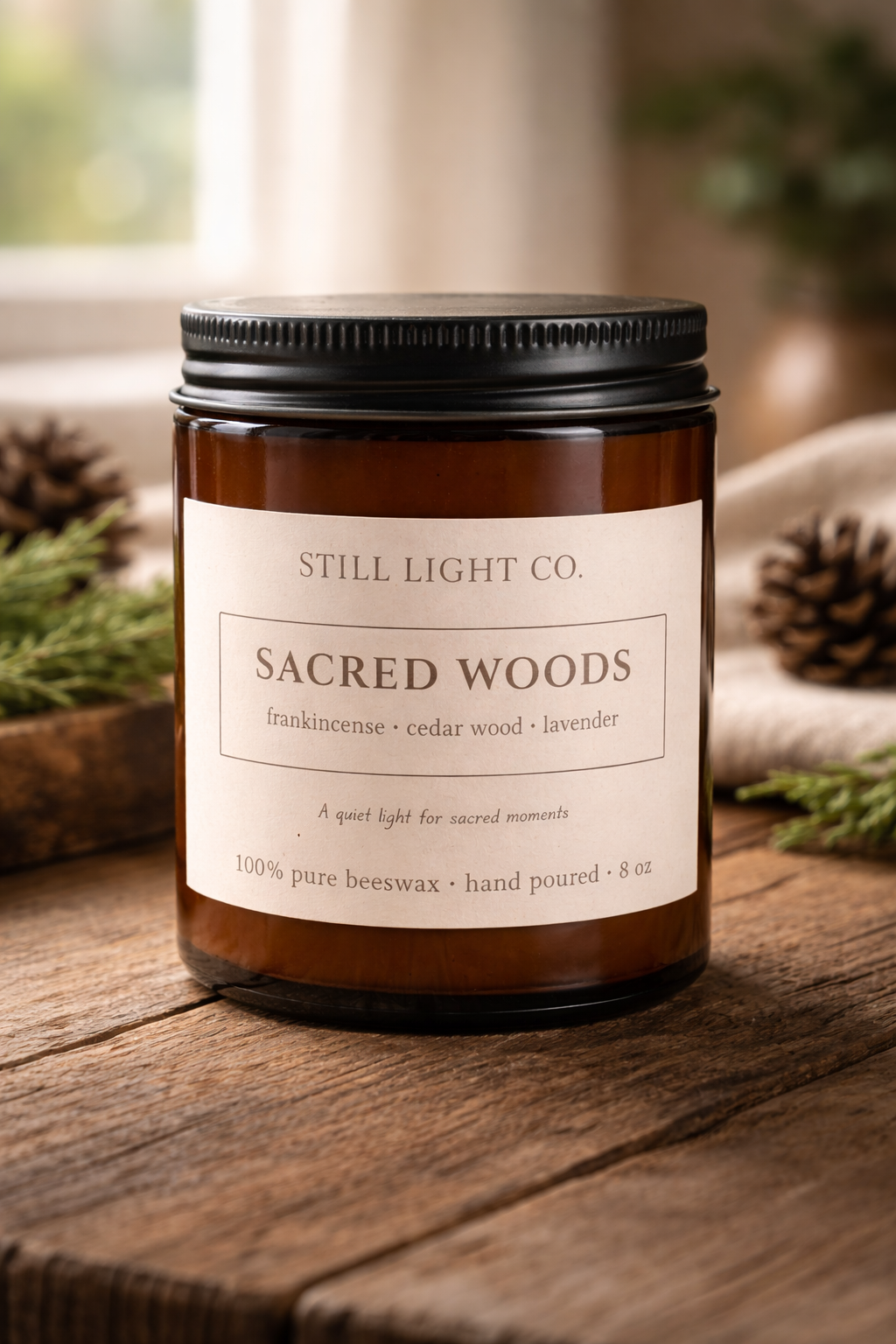 Sacred Woods Beeswax Candle