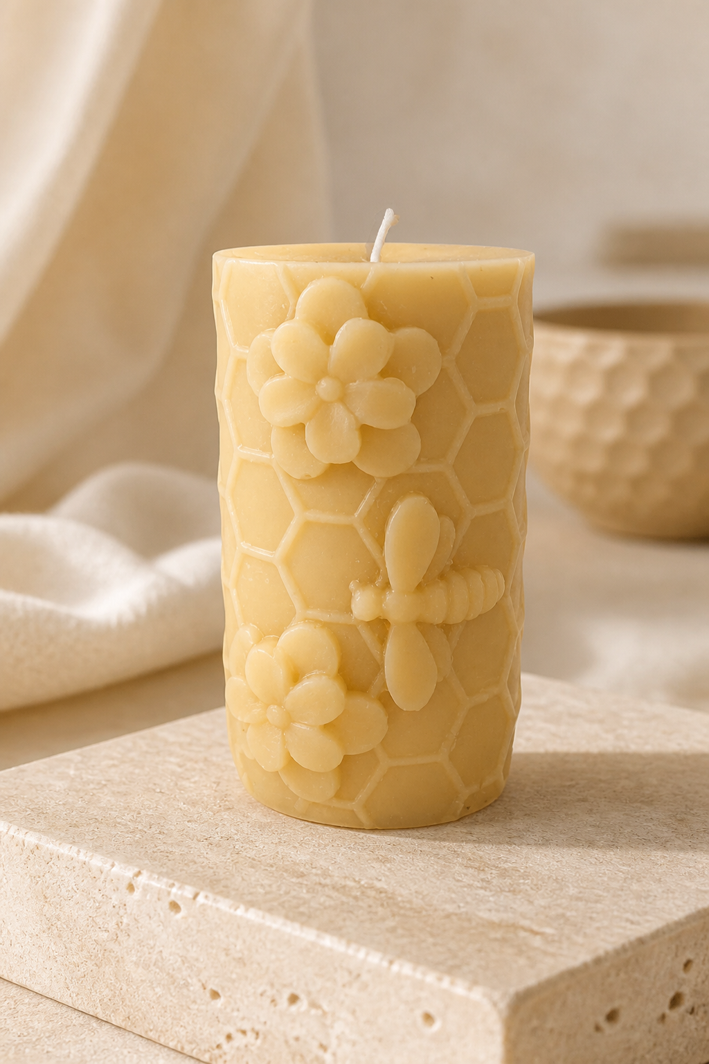 Beeswax Pillars With Designs